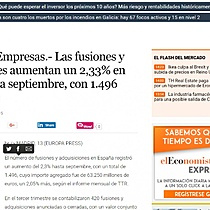 Las fusiones y adquisiciones aumentan un 2,33% en Espaa hasta septiembre, con 1.496 operaciones